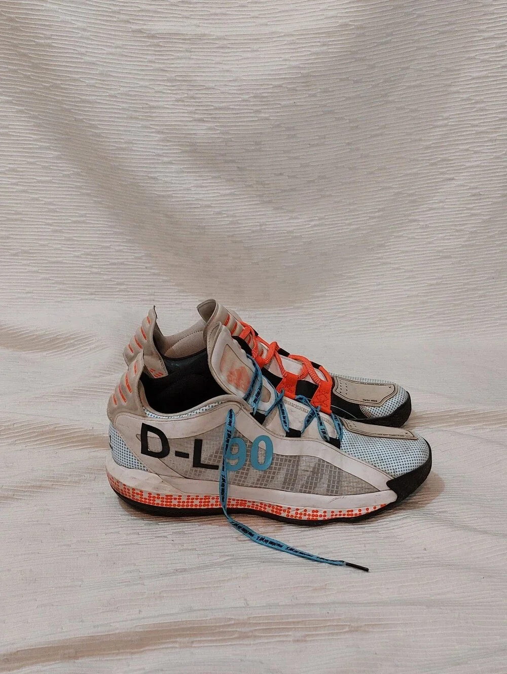adidas Pusha T × Dame DL90 White Blue Orange Athletic Shoes Size 13